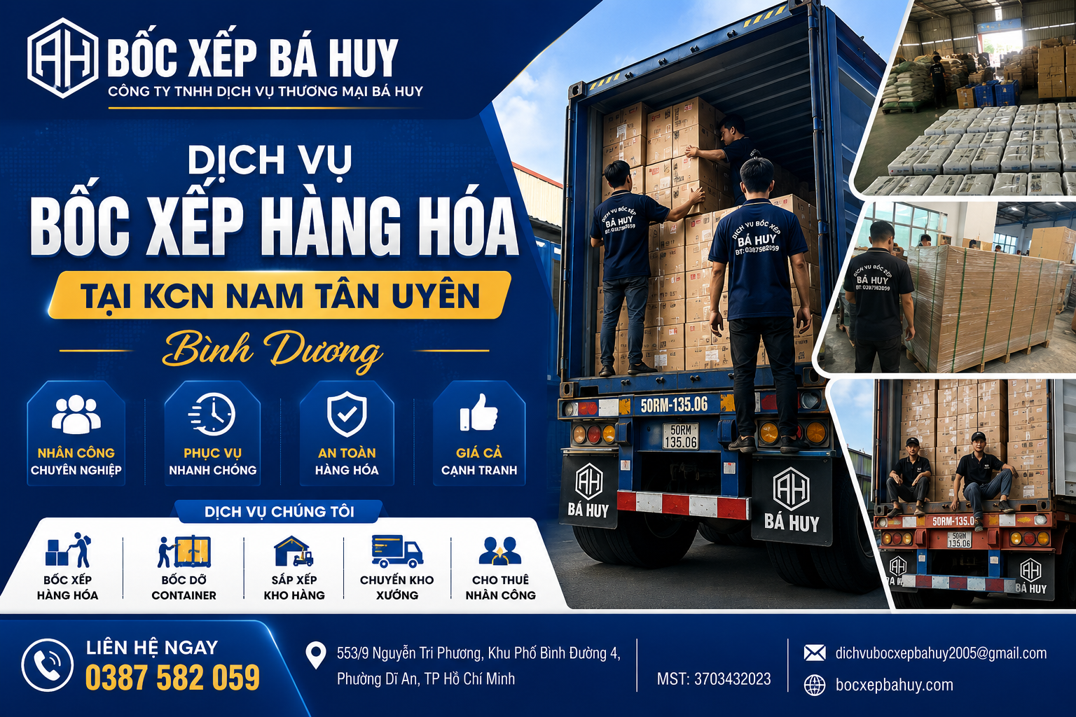 dịch vụ bốc xếp tại KCN Nam Tân Uyên
